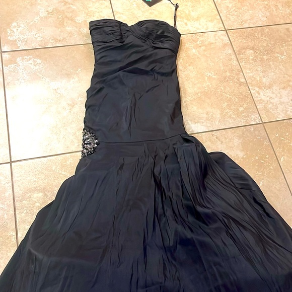 👗NWT Jovani Sz 2 sweetheart neck strapless mermaid ball gown black dress - Picture 3 of 16